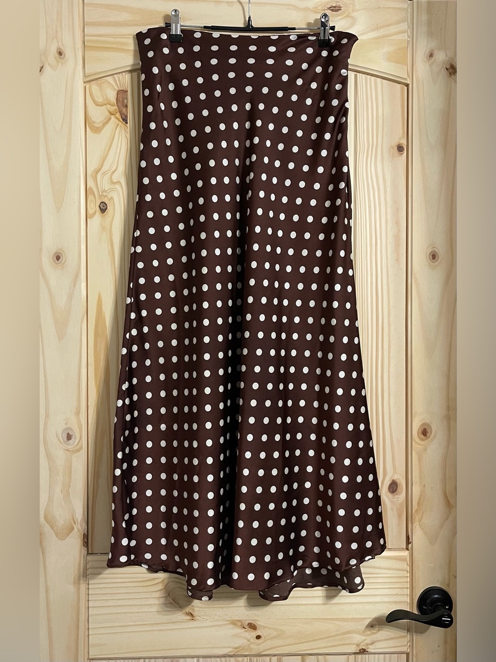 Brown Polka Dot Long Skirt - Picture 3 of 6
